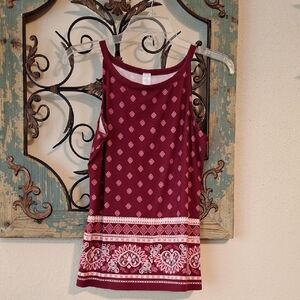 Red and White Sleeveless Tank Top. Size LARGE
